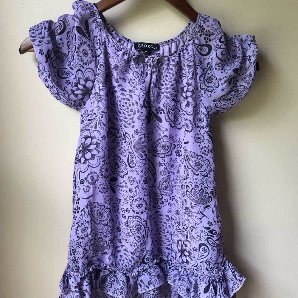 NWOT Purple Paisley Ruffle Blouse